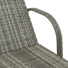 Outsunny 2 Reclining Chaise Lounge Chairs, Rolling Outdoor Chairs with Cushion, Pillow, Headrest, Armrests, and Wheels, Gray