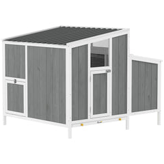 PawHut Chicken Coop, Wooden Chicken House for 4-6 Hens, Outdoor Hen House with Nesting Box, Pull-Out Tray and Weatherproof Roof