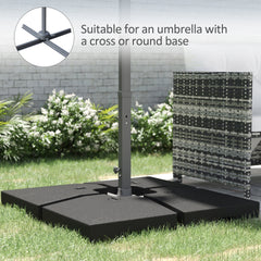 Outsunny 4 Pieces Cantilever Patio Umbrella Base, Outdoor Offset Umbrella Weights, 176 lbs Capacity Water or 264 lbs Capacity Sand  Plates Set, Black