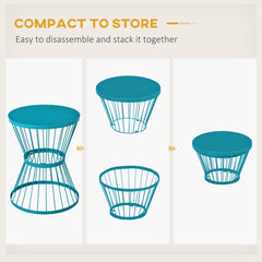 Outsunny 16" Steel Patio Side Table, Garden End Table with Hourglass Design, Accent Table for Outdoor and Indoor Use, Blue