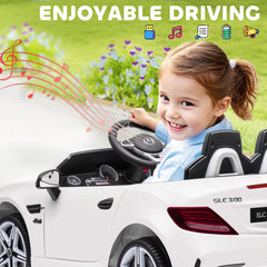 Aosom Mercedes SLC 300 Licensed Kids Electric Car with Remote Control, 12V Battery Powered Kids Ride on Car with Music, Lights, Suspension for 3-6 Years Old, White