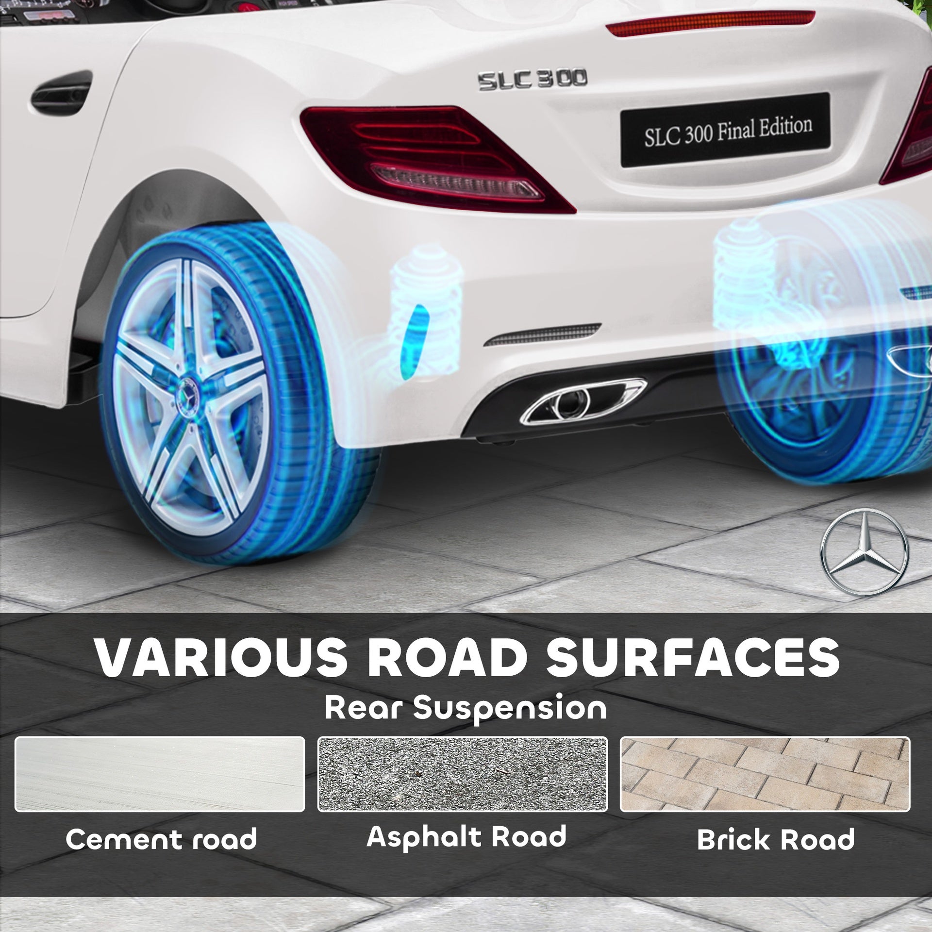 Aosom Mercedes SLC 300 Licensed Kids Electric Car with Remote Control, 12V Battery Powered Kids Ride on Car with Music, Lights, Suspension for 3-6 Years Old, White