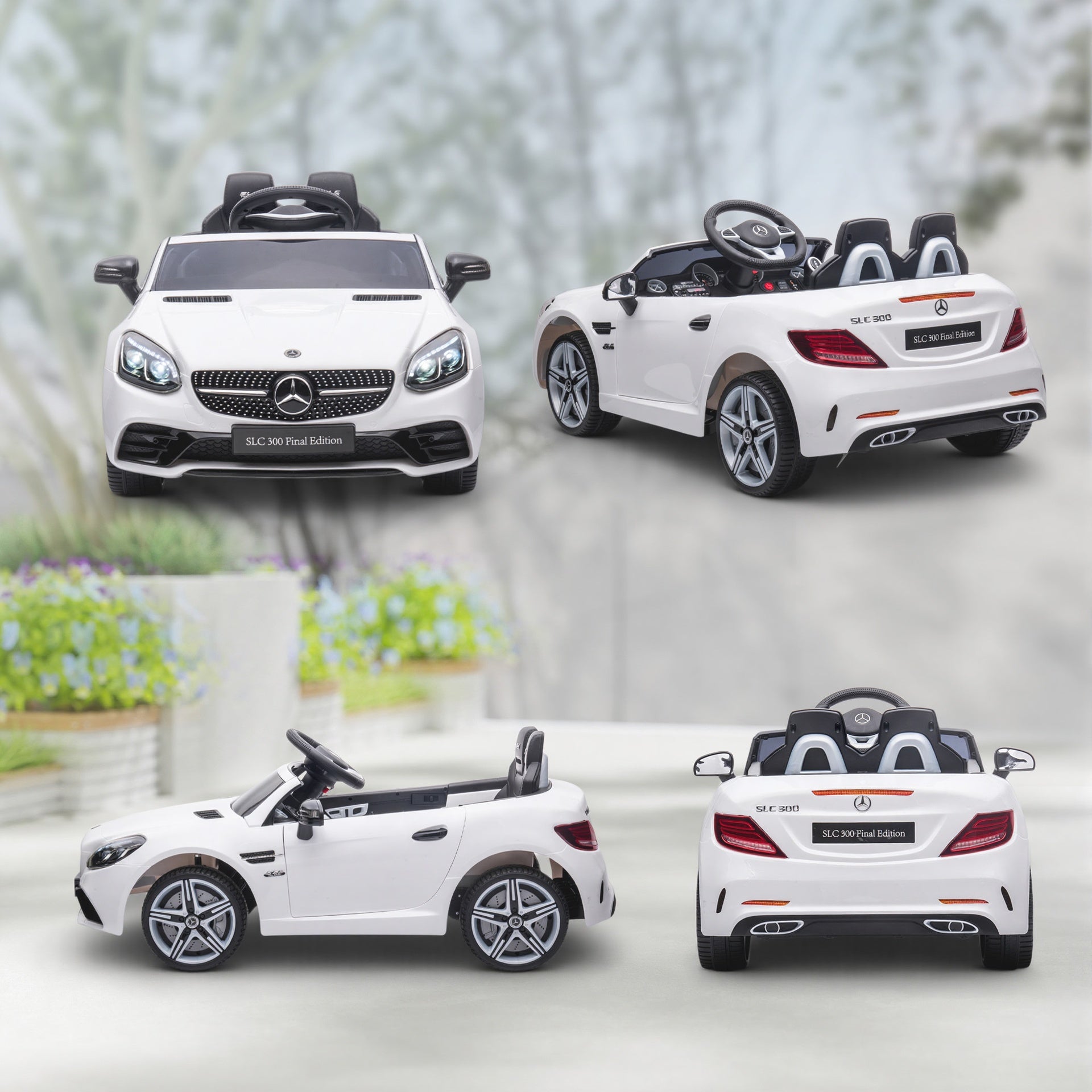 Aosom Mercedes SLC 300 Licensed Kids Electric Car with Remote Control, 12V Battery Powered Kids Ride on Car with Music, Lights, Suspension for 3-6 Years Old, White