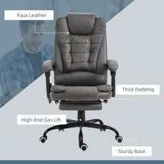 Vinsetto 7-Point Vibrating Massage Office Chair High Back Massaging Office Desk Chair with Lumbar Support, Footrest, Gray