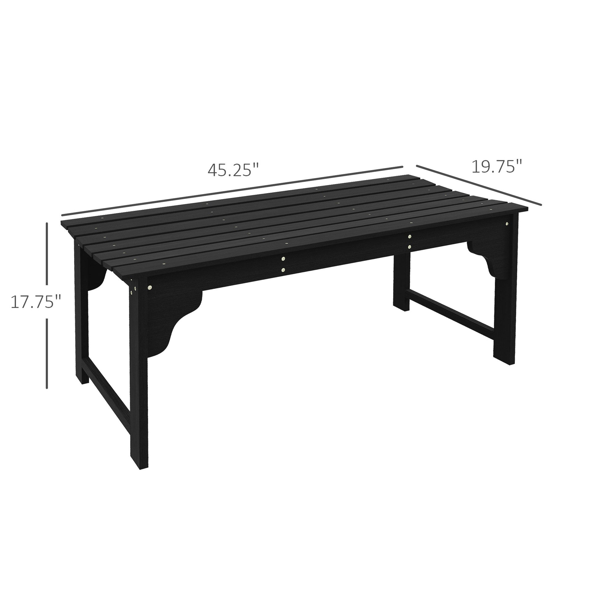 Outsunny Slatted Wooden Garden Bench, Curved Seat Front Porch Bench, Black