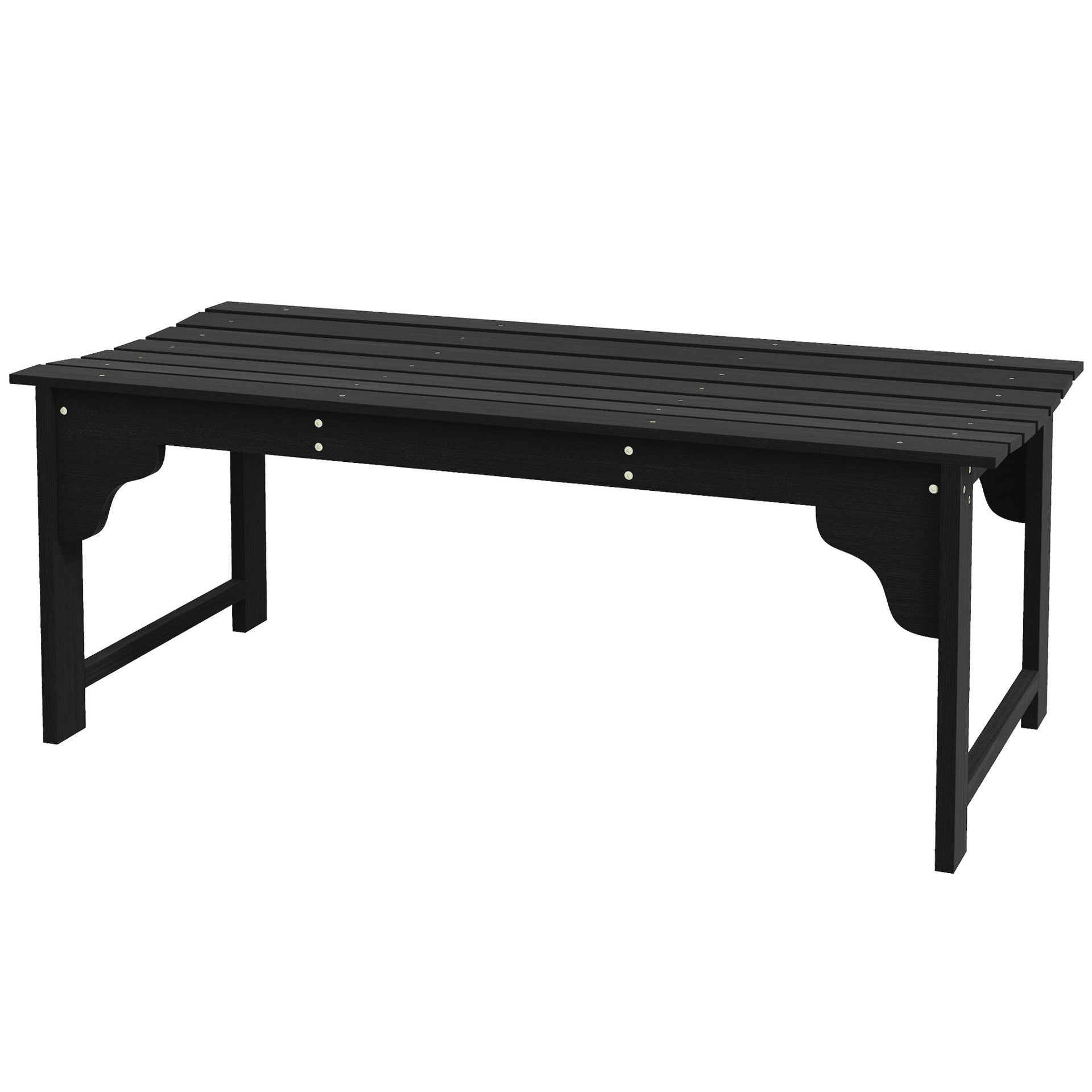 Outsunny Slatted Wooden Garden Bench, Curved Seat Front Porch Bench, Black