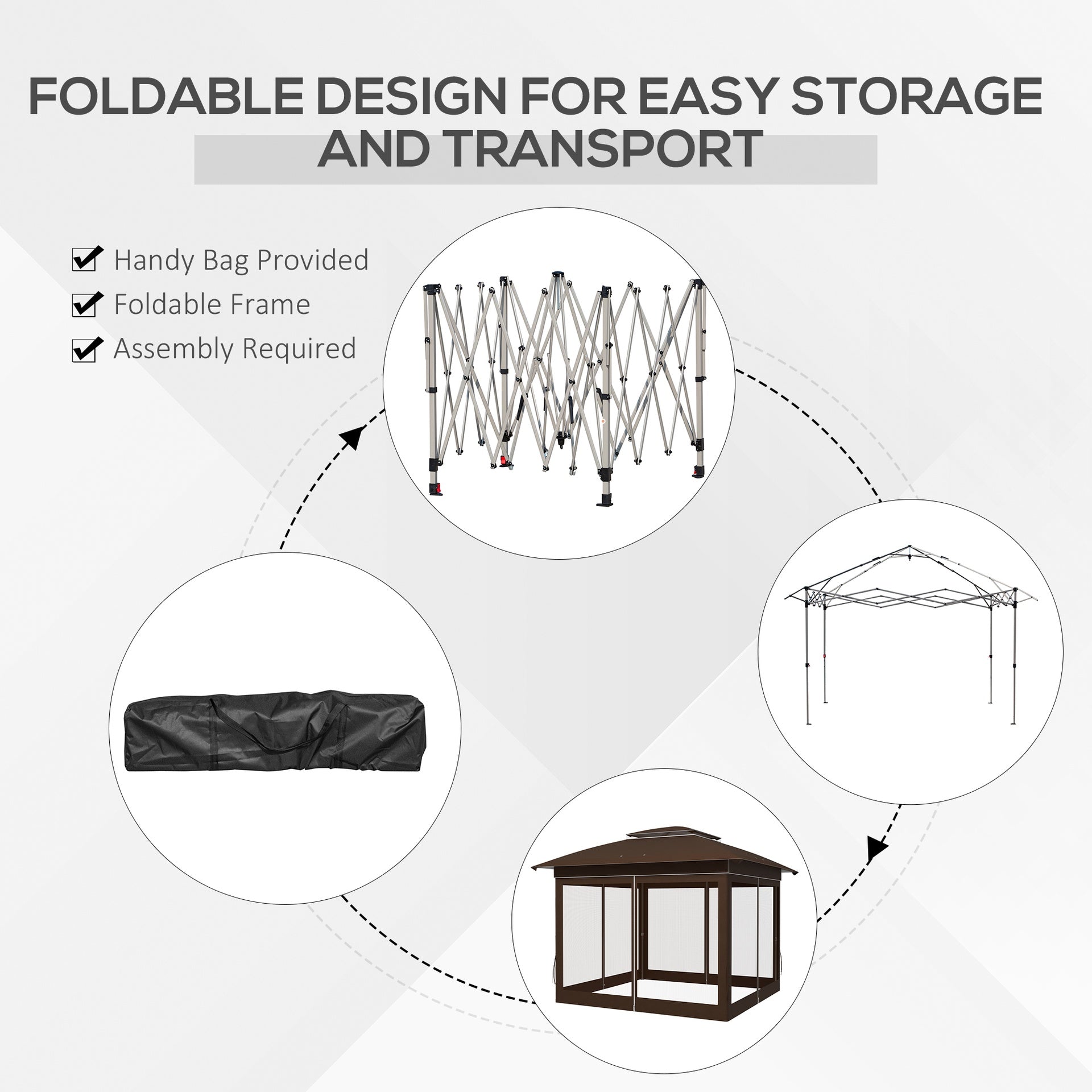 Outsunny 12' x 12' Pop Up Canopy Tent with Netting and Carry Bag, Instant Sun Shelter with 137 sq.ft Shade, Dark Brown