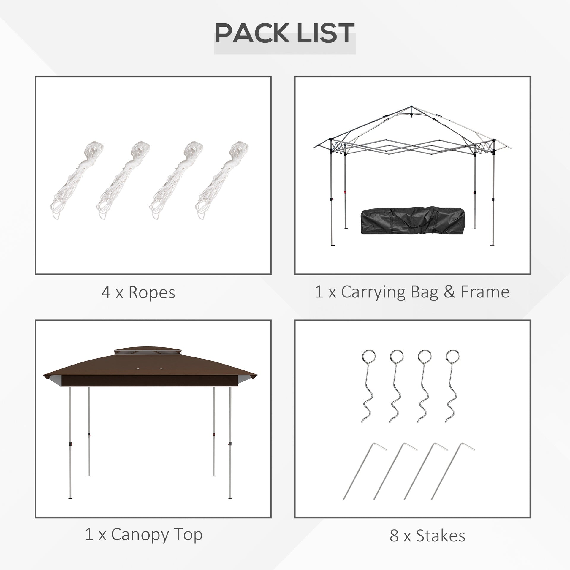 Outsunny 12' x 12' Pop Up Canopy Tent with Netting and Carry Bag, Instant Sun Shelter with 137 sq.ft Shade, Dark Brown