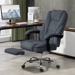Vinsetto Massage Office Chair, Heated Reclining Computer Chair with Adjustable Height and Footrest, Charcoal Gray