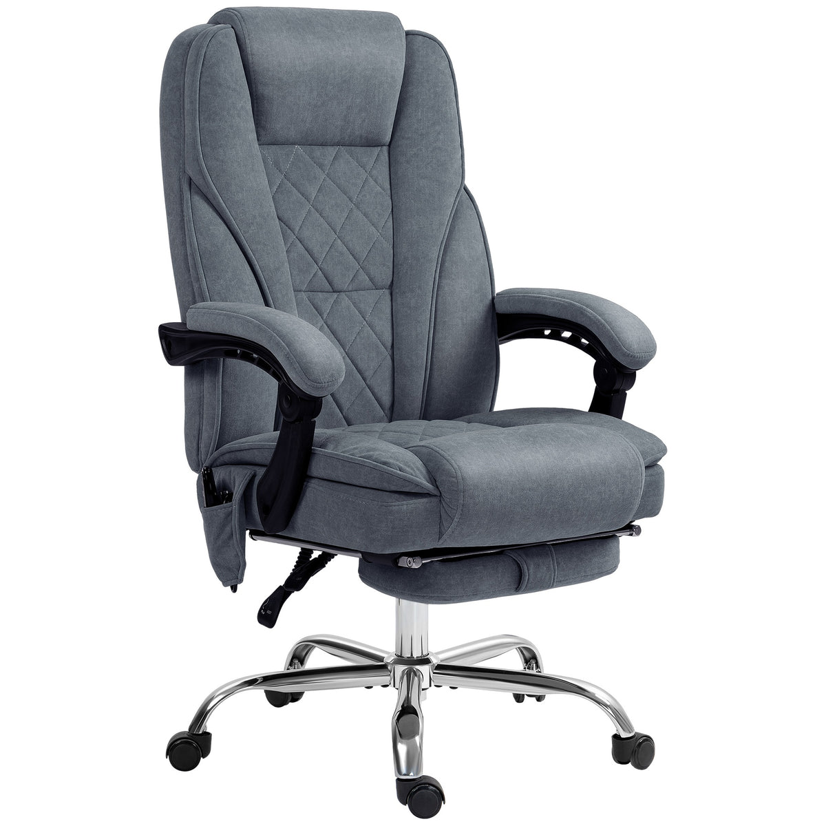 Vinsetto Massage Office Chair, Heated Reclining Computer Chair with Adjustable Height and Footrest, Charcoal Gray
