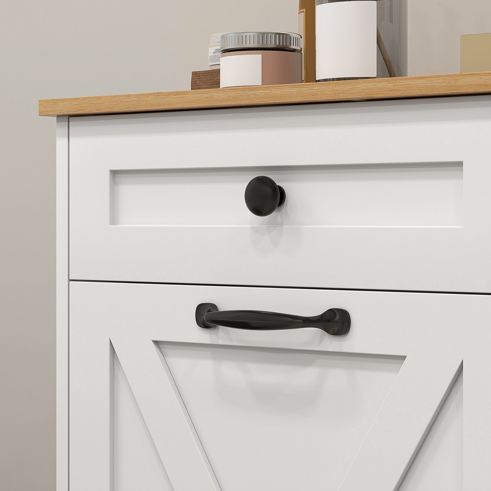 HOMCOM Tilt Out Laundry Hamper Cabinet, Bathroom Storage Cabinet with 2 Removable Baskets and 2 Drawers, White