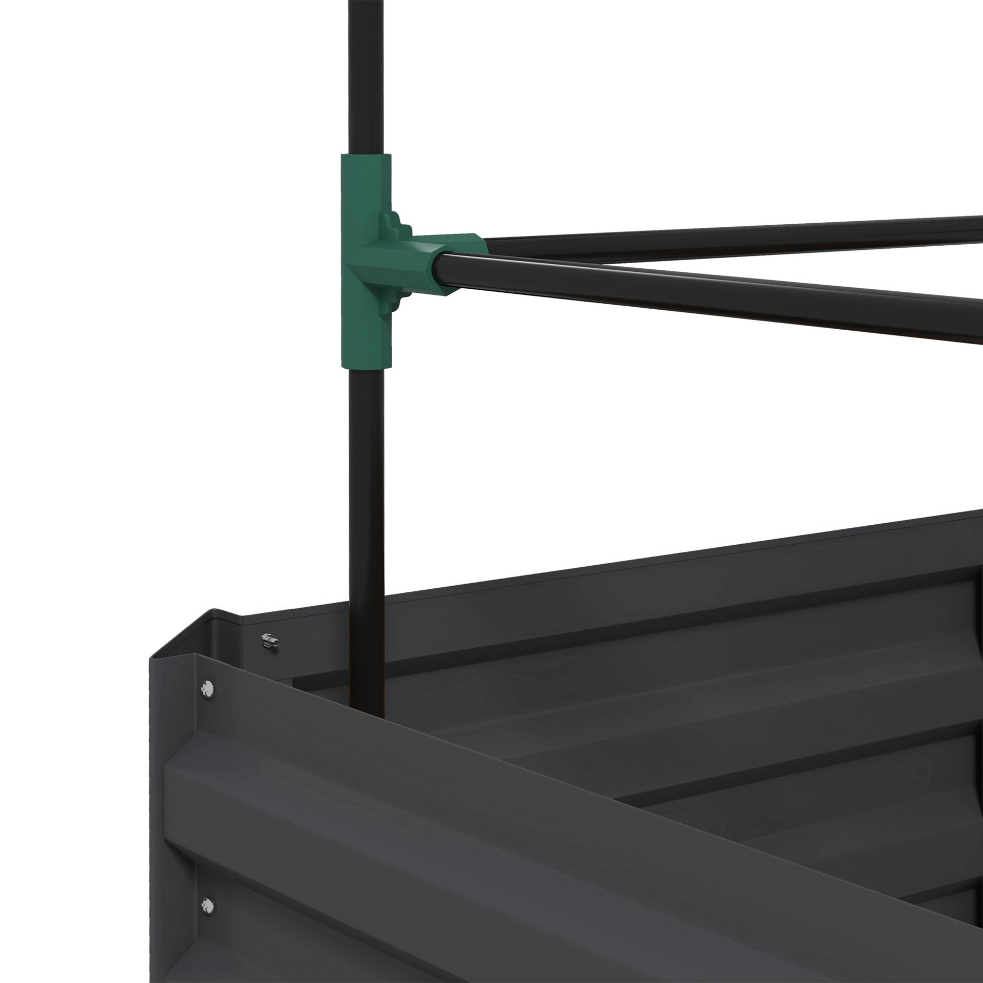 Outsunny Galvanized Planter Box, 24" x 24" x 55" Raised Garden Bed with Tomato Cage for Climbing Vines, Dark Gray