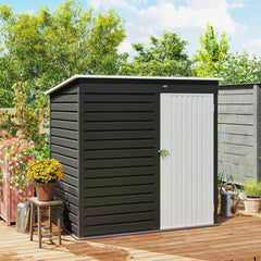 Outsunny 6' x 4' Outdoor Garden Shed, Metal Storage Shed with Lockable Door and Gloves for Backyard Garden Patio, Dark Gray