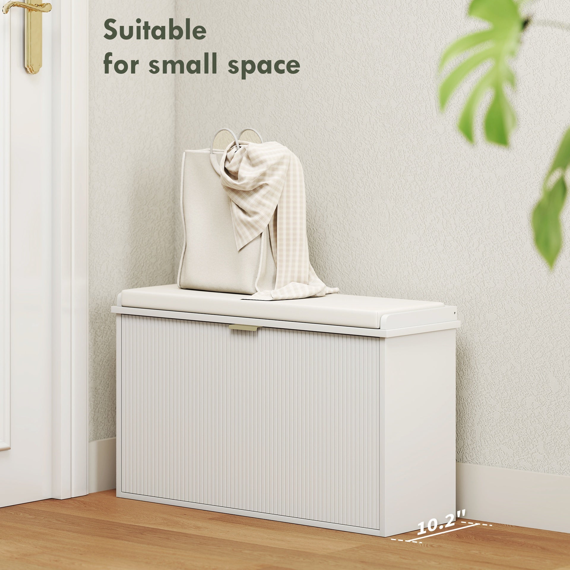 HOMCOM Shoe Storage Bench with Padded Seat Cushion and Flip-Drawer, Entryway Bench, Shoe Cabinet, 31.5x10.2x18.7 Inches, White