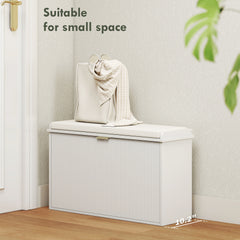 HOMCOM Shoe Storage Bench with Padded Seat Cushion and Flip-Drawer, Entryway Bench, Shoe Cabinet, 31.5x10.2x18.7 Inches, White