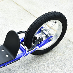 Aosom Youth Scooter Kick Scooter for Kids 5+ with Adjustable Handlebar 16" Front and 12" Rear Dual Brakes Inflatable Wheels, Blue