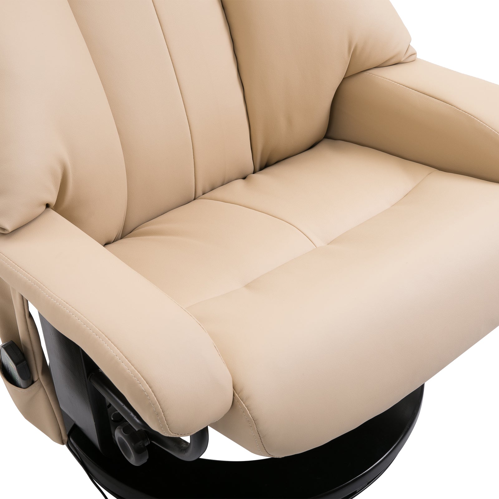HOMCOM 10-Point Massage Recliner Chair, Vibration Massage Sofa with Ottoman Footrest, Faux Leather and Swivel Wood Base for Living Room & Bedroom, Beige