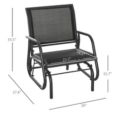 Outsunny Outdoor Glider Chair, Steel Swing Chai with Curved Armrests for Porch, Garden, Poolside, Balcony, Black