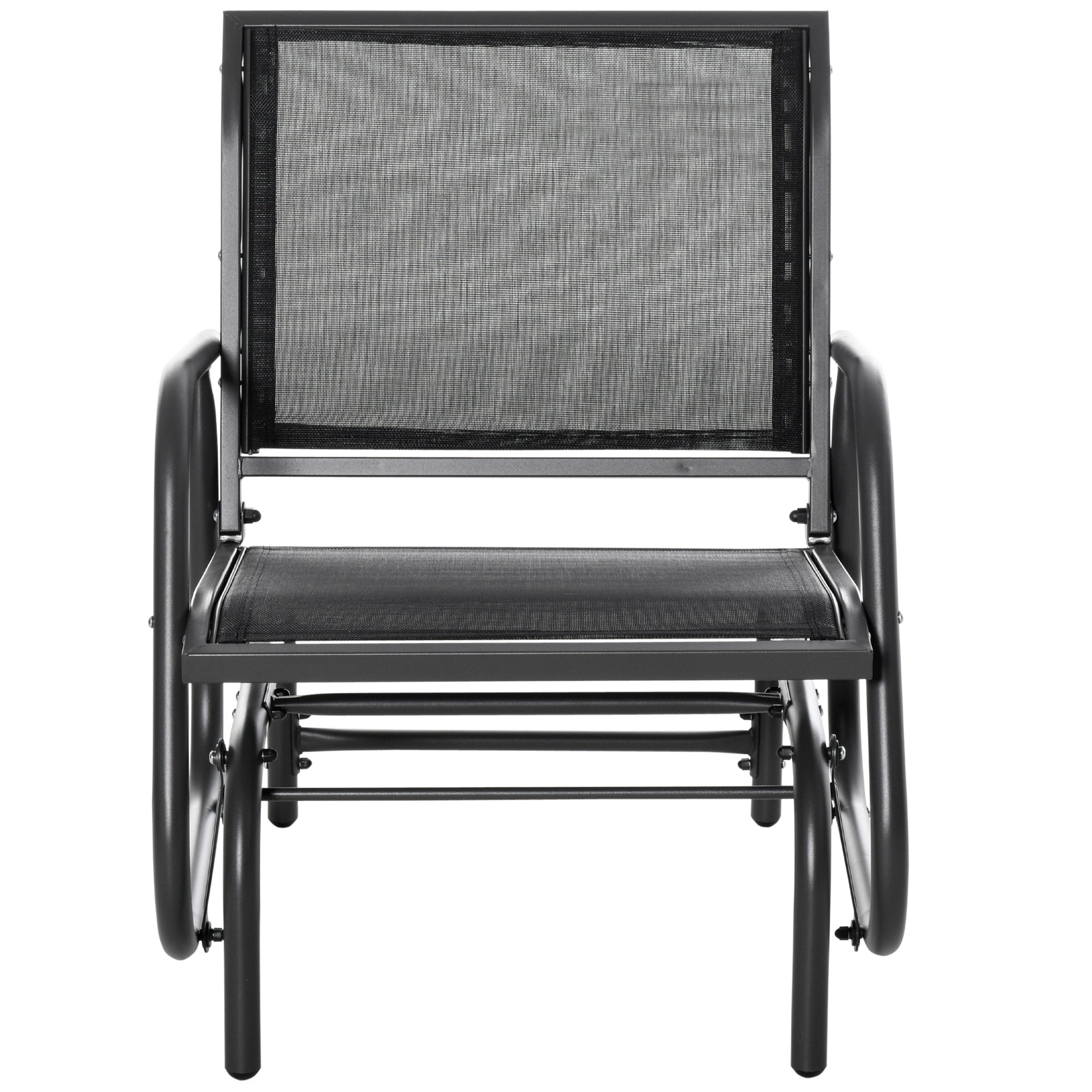 Outsunny Outdoor Glider Chair, Steel Swing Chai with Curved Armrests for Porch, Garden, Poolside, Balcony, Black