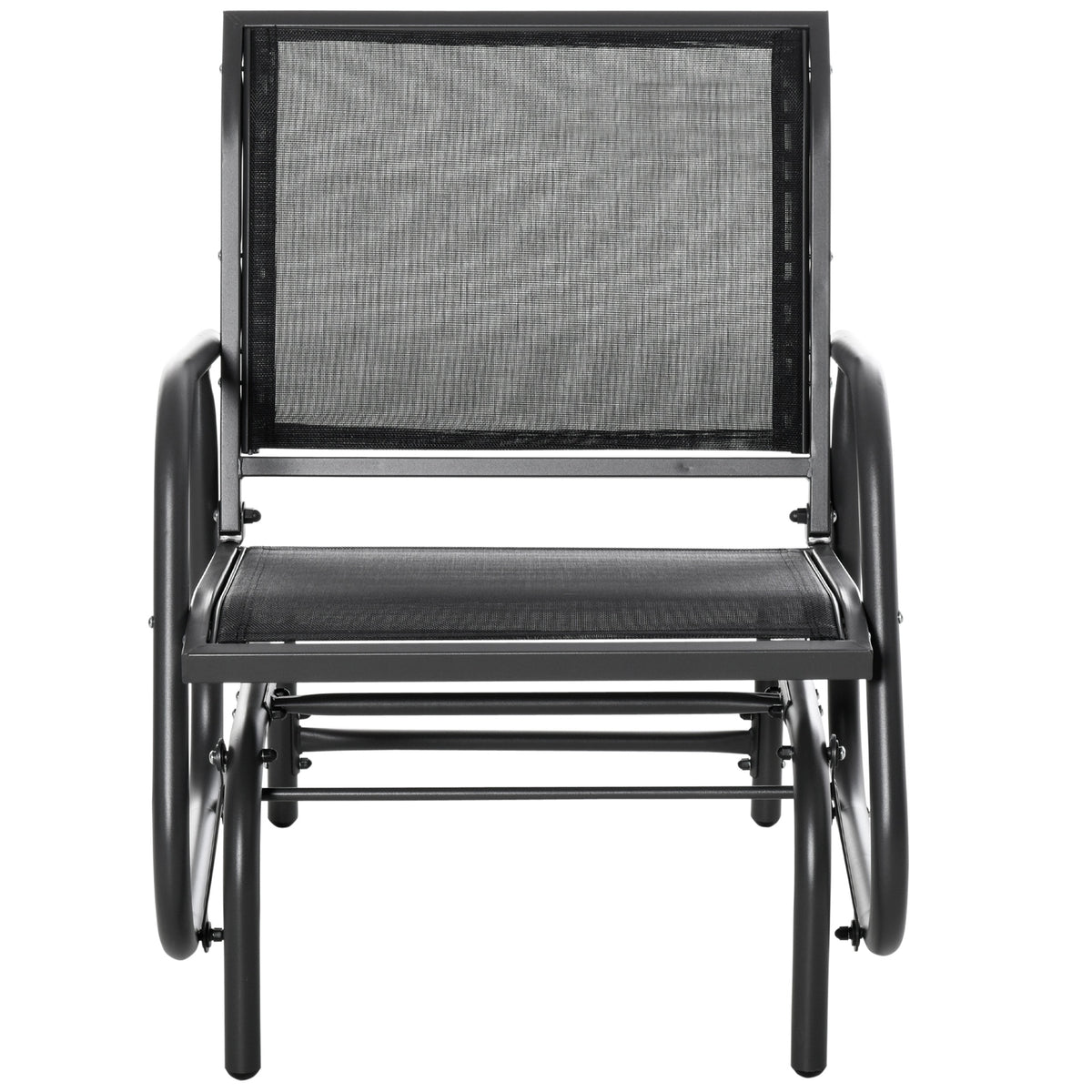 Outsunny Outdoor Glider Chair, Steel Swing Chai with Curved Armrests for Porch, Garden, Poolside, Balcony, Black