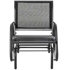 Outsunny Outdoor Glider Chair, Steel Swing Chai with Curved Armrests for Porch, Garden, Poolside, Balcony, Black
