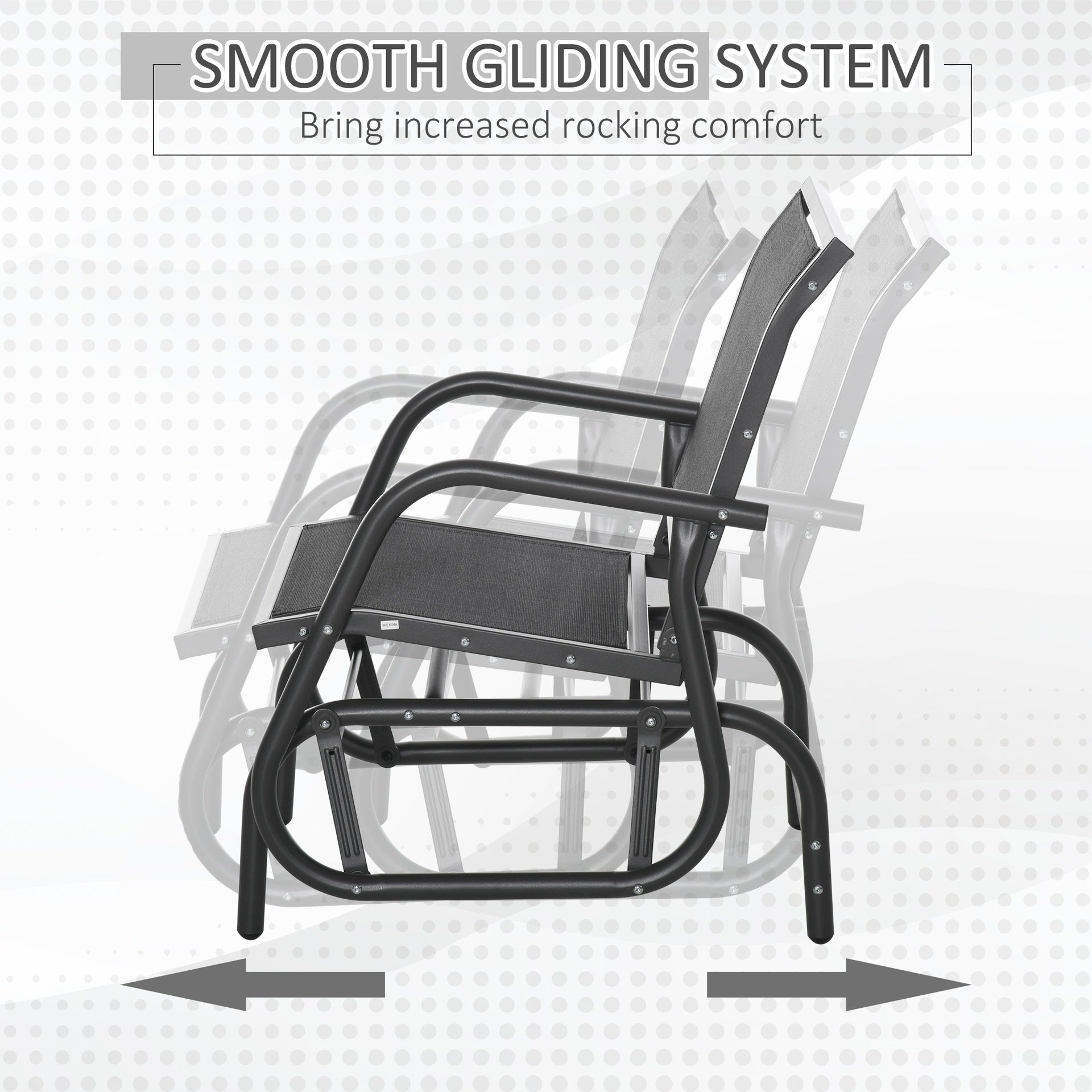 Outsunny Outdoor Glider Chair, Steel Swing Chai with Curved Armrests for Porch, Garden, Poolside, Balcony, Black