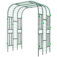 Outsunny Garden Arch Trellis, 8 FT Tall Metal Plant Trellis Support with Climbing Net, Cucumber Trellis for Climbing Plants