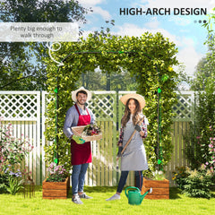 Outsunny Garden Arch Trellis, 8 FT Tall Metal Plant Trellis Support with Climbing Net, Cucumber Trellis for Climbing Plants
