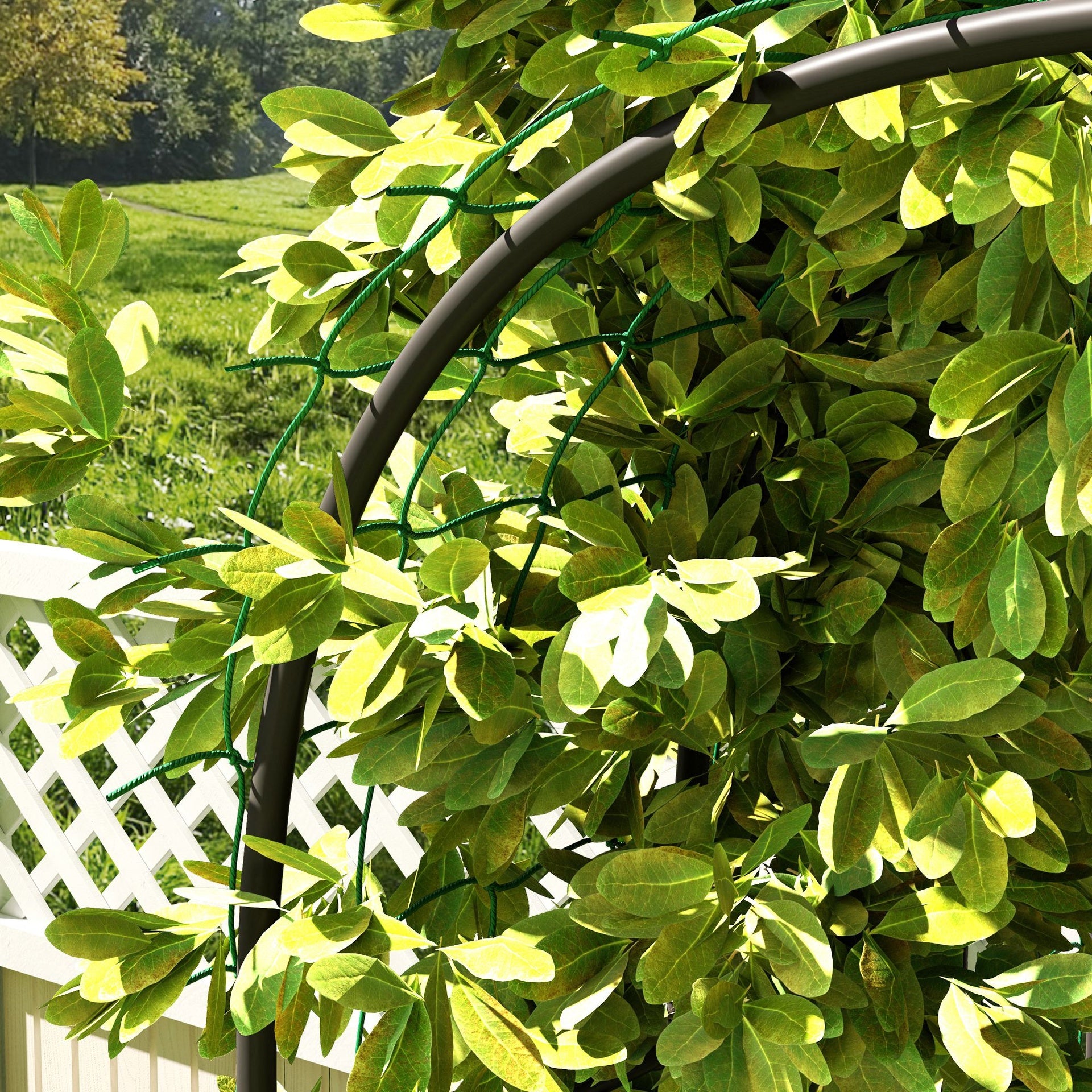 Outsunny Garden Arch Trellis, 8 FT Tall Metal Plant Trellis Support with Climbing Net, Cucumber Trellis for Climbing Plants
