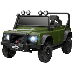 Qaba Land Rover Licensed Electric Car for Kids with Remote Control, Dual Motors, Spring Suspension, LED Lights, Dark Green