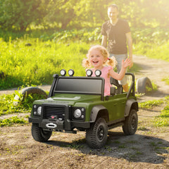 Qaba Land Rover Licensed Electric Car for Kids with Remote Control, Dual Motors, Spring Suspension, LED Lights, Dark Green