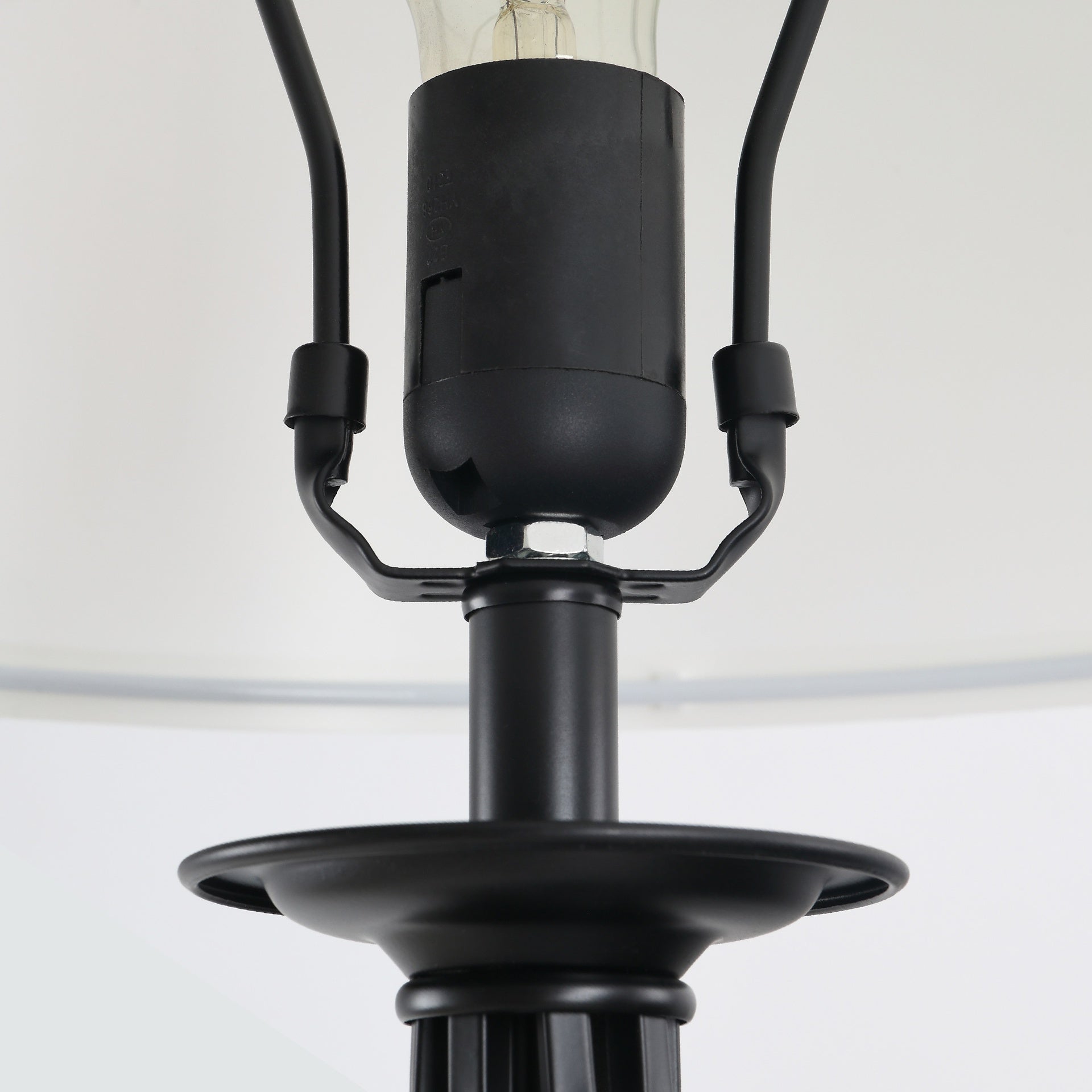 HOMCOM 3 Piece Table Floor Lamp Set with Metal Pole, Round Base, and Fabric Lampshade, for Living Room, Black/White