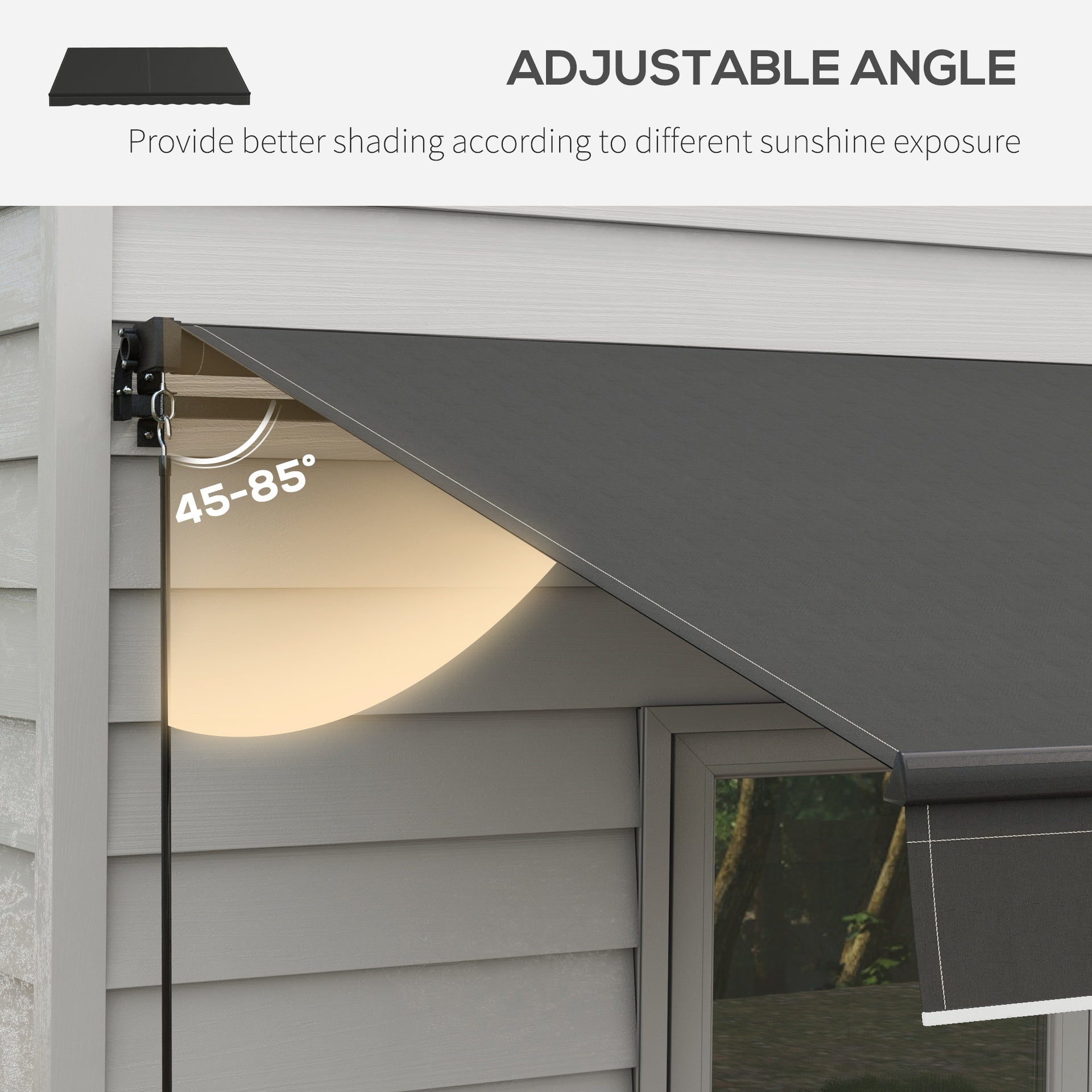 Outsunny 12' x 10' Retractable Awning, 280gsm UV Resistant Sunshade Shelter for Deck, Balcony, Yard, Dark Gray