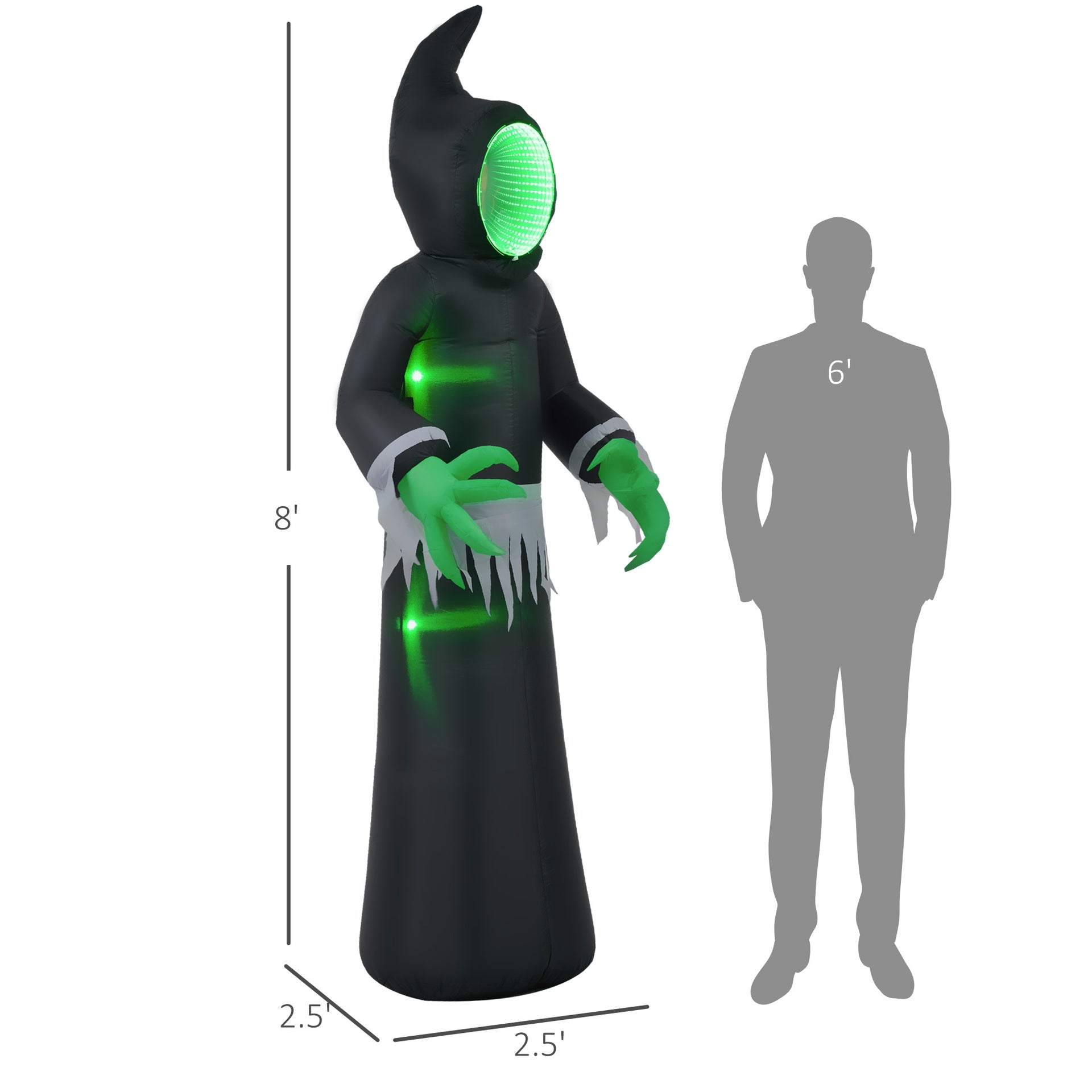 HOMCOM 8ft Inflatable Halloween Mirror Face Ghost, Blow Up LED Display for Garden Indoor Outdoor