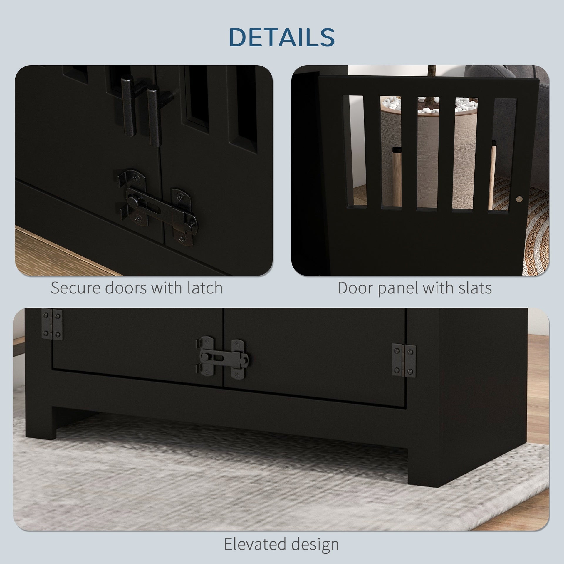 PawHut Dog Food Storage Cabinet with Bowls & Dog Feeding Station, Black