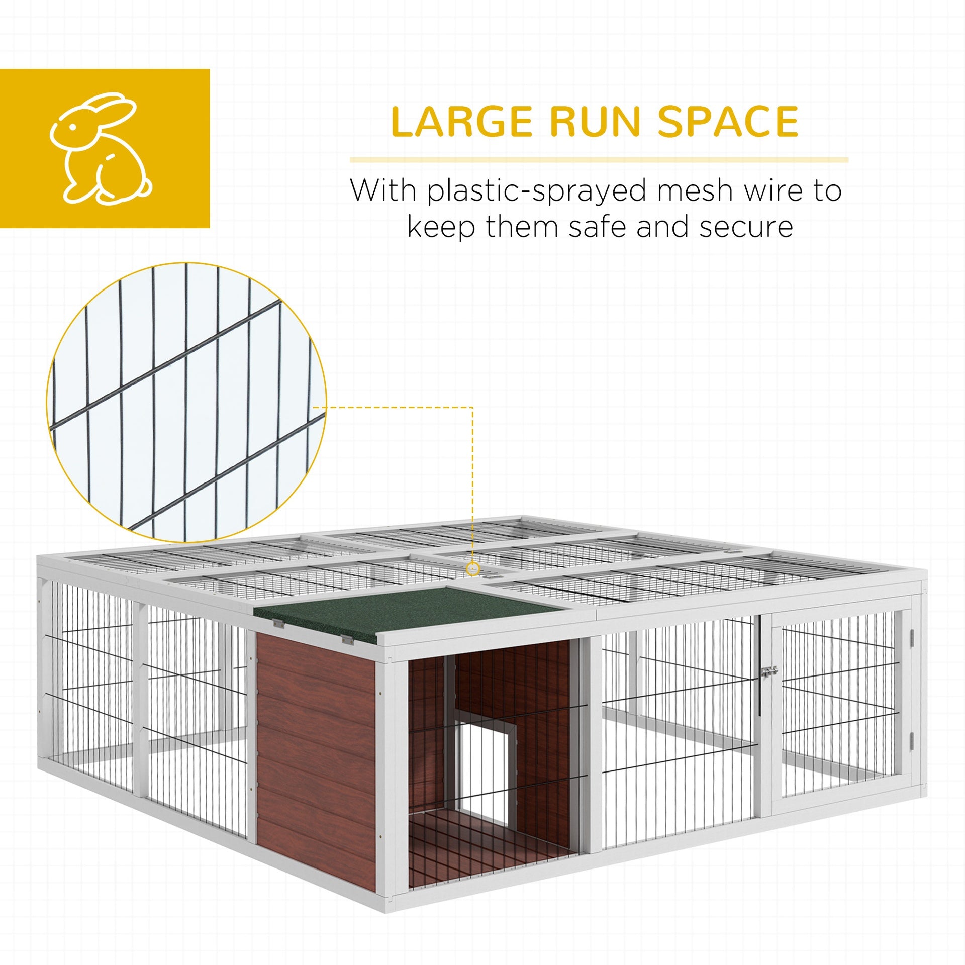 PawHut 64" Wooden Outdoor Rabbit Hutch Playpen Tortoise House Habitat with Run and Enclosed Cover