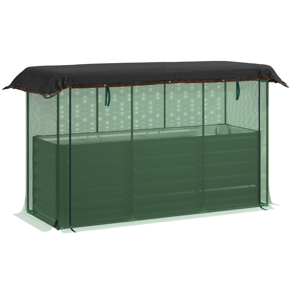 Outsunny Galvanized Steel Planter Box with Crop Cage and Shade Cloth, Raised Garden Bed for Flowers, Veggies and Herbs, Dark Gray
