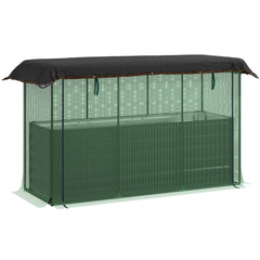 Outsunny Galvanized Steel Planter Box with Crop Cage and Shade Cloth, Raised Garden Bed for Flowers, Veggies and Herbs, Dark Gray