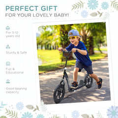 HOMCOM Kick Scooter for Kids 5-12 Years Old with Adjustable Height Handlebar, Non-slip Footplate, Big Wheels, Rear Brake, Black