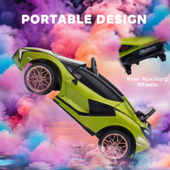 Aosom 12V Lamborghini SIAN Licensed Electric Car for kids with Remote Control, Horn, Music, & Headlights, Green