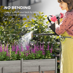 Outsunny Wooden Raised Garden Bed, Large Elevated Planter Box with Legs, Bed Liner and Drain Holes, 7.4' x 1.8' x 2.6', Gray