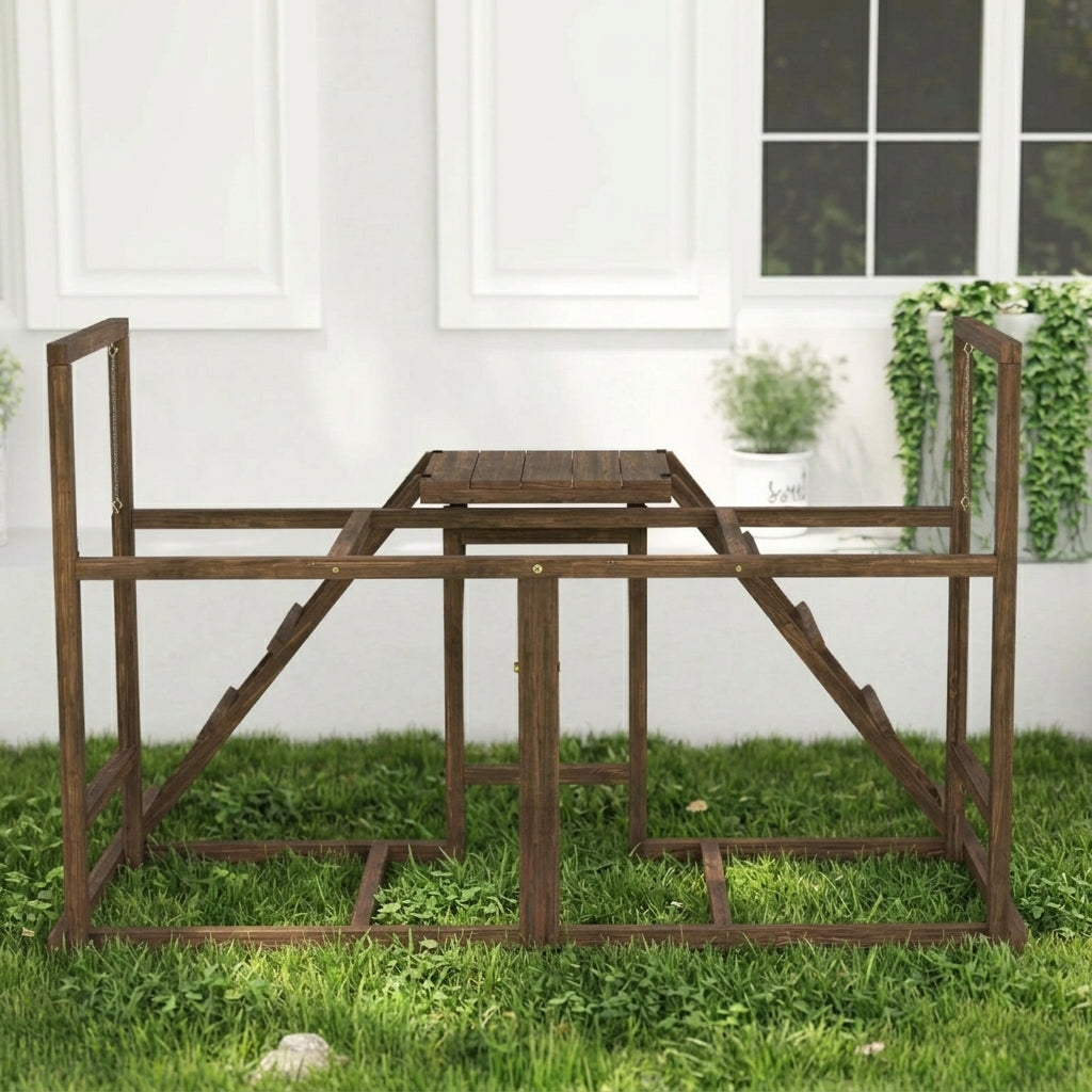 PawHut Chicken Activity Play Set with Multiple Chicken Perches, Swing, Ladder, Platform for 3-4 Chickens, Coffee