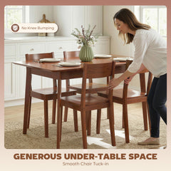 HOMCOM 47.2" Rectangle Dining Table for 4, Mid-Century Modern Kitchen Table with Rubber Wood Legs for Dining Room, Walnut