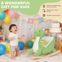 Qaba Baby Rocking Horse, Kids Ride On Dragon Toy with Realistic Dragon Roar and Safety Belt for Kids 18–36 Months, Green
