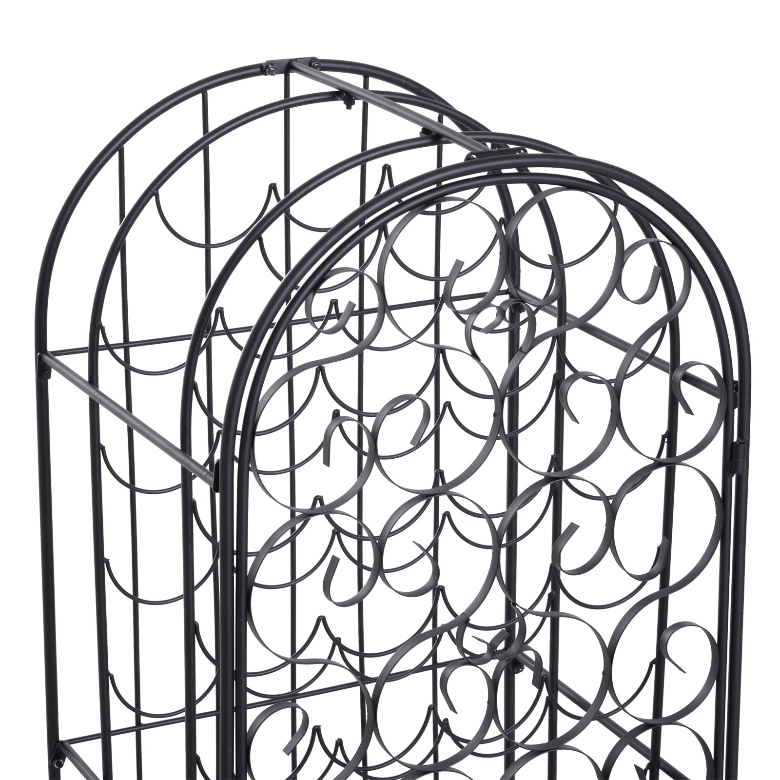 HOMCOM 35 Bottle Wrought Iron Wine Rack Cabinet with Lock,  Black