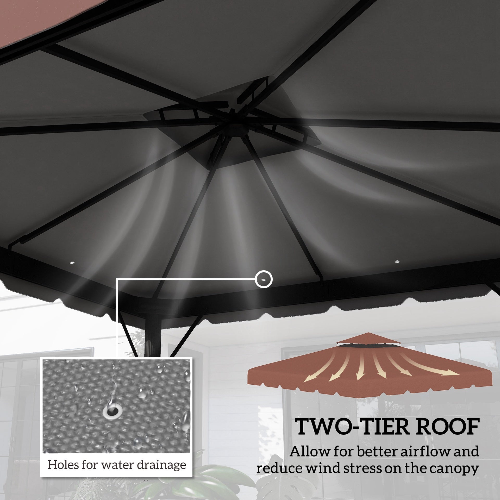 Outsunny Model 84C-051 or 84C-269 10' x 10' Gazebo Replacement Canopy, Coffee