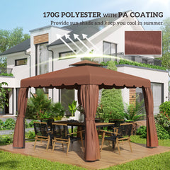 Outsunny Model 84C-051 or 84C-269 10' x 10' Gazebo Replacement Canopy, Coffee