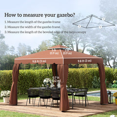 Outsunny Model 84C-051 or 84C-269 10' x 10' Gazebo Replacement Canopy, Coffee