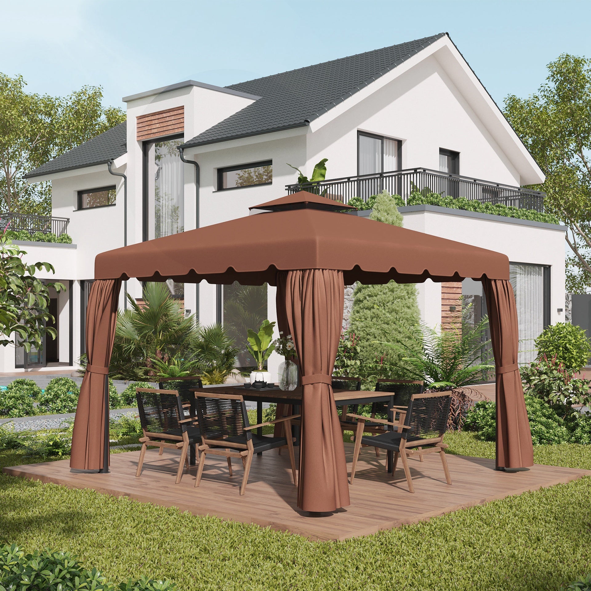 Outsunny Model 84C-051 or 84C-269 10' x 10' Gazebo Replacement Canopy, Coffee
