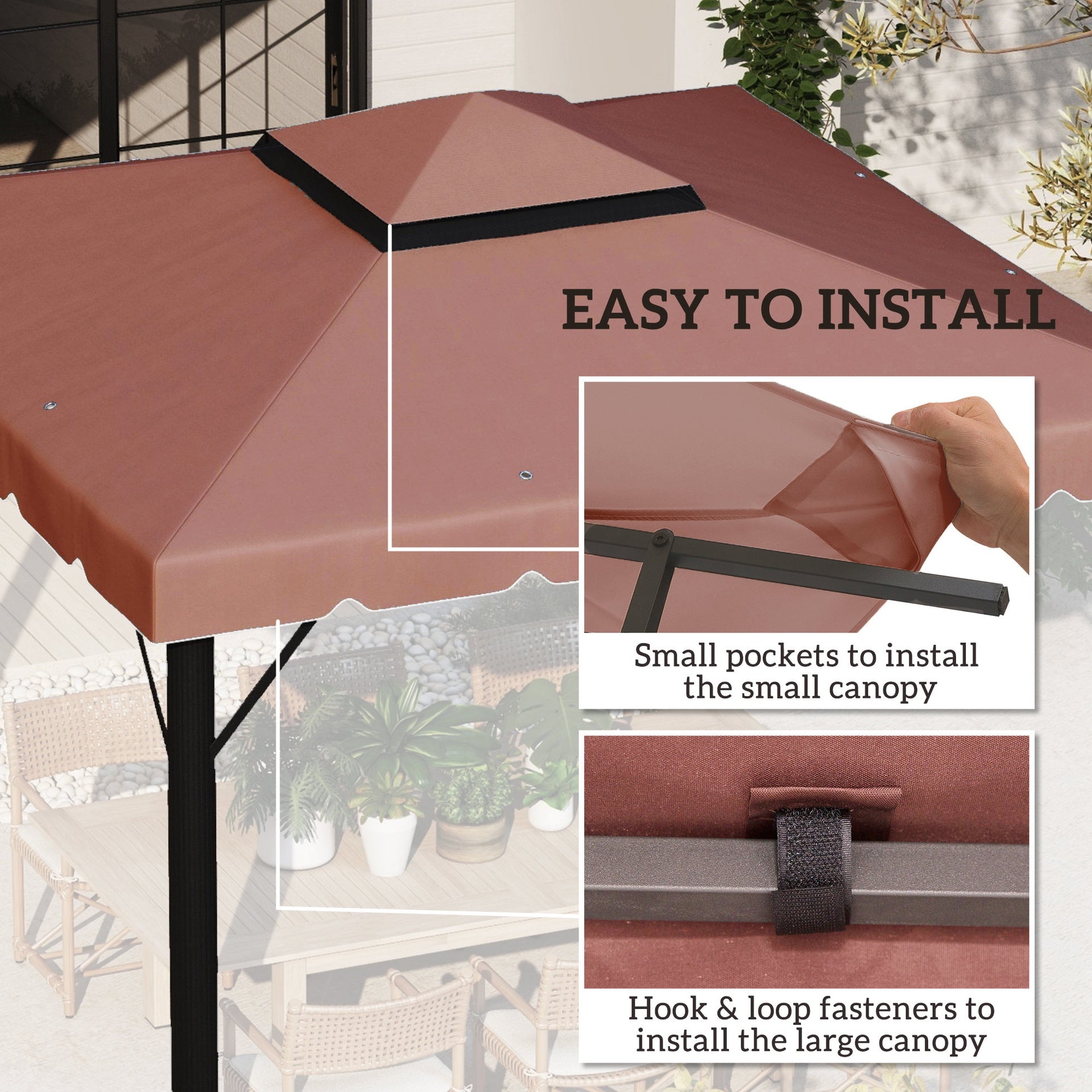 Outsunny Model 84C-051 or 84C-269 10' x 10' Gazebo Replacement Canopy, Coffee